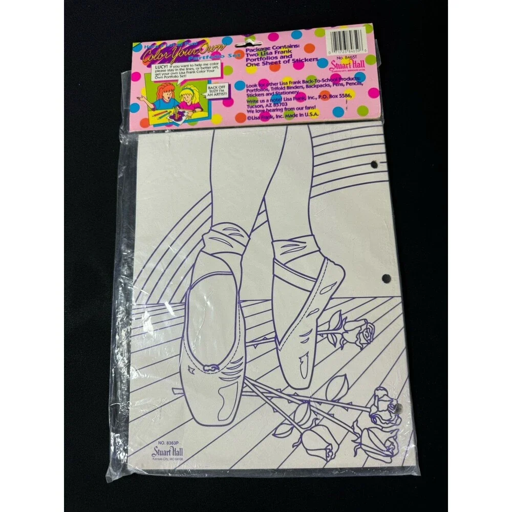 Vintage Lisa Frank Color Your Own Folder W/ Stickers NEW Portfolio Bear Ballet